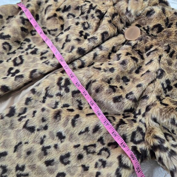 Relativity EUC crop leopard faux fur coat jacket 10 petite brown tan - Picture 11 of 17